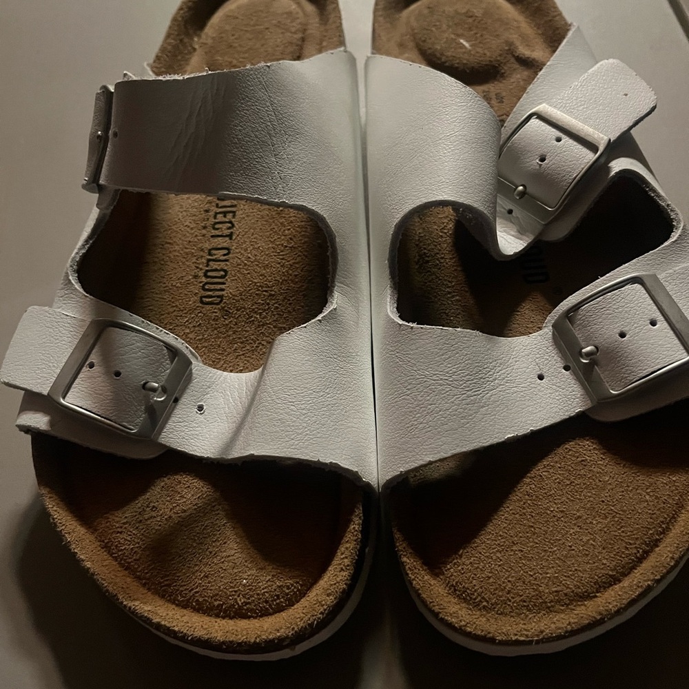 White Double Buckle Sandals